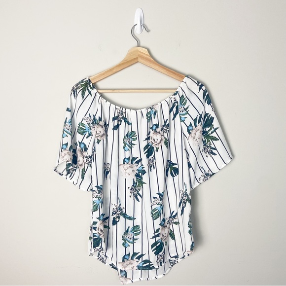 Daytip Floral Striped Short Sleeve Blouse - Picture 5 of 5